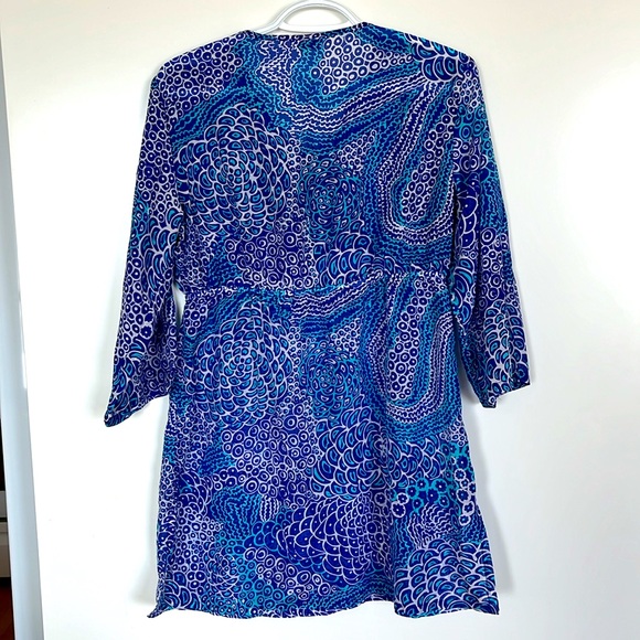 Trina Turk  vacation here I am.  Blue Tunic  Bathing Suit Cover Up Medium - Picture 2 of 9
